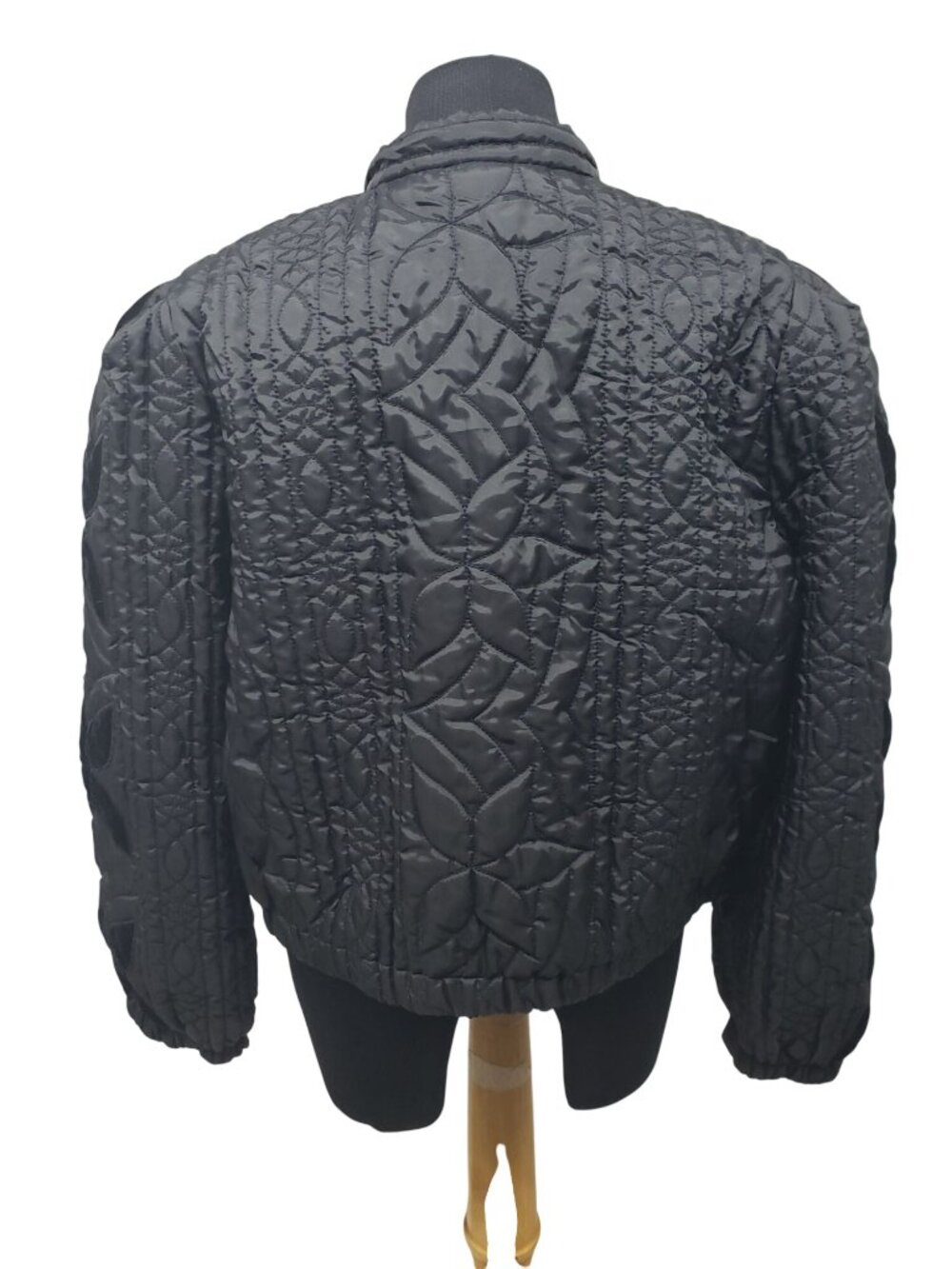 Free People Quinn Black Quilted Velvet Jacket Boho Floral Puff Sleeve Cropped S - Picture 9 of 14